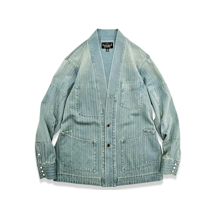 Men's Washed Denim Kimono Jacket