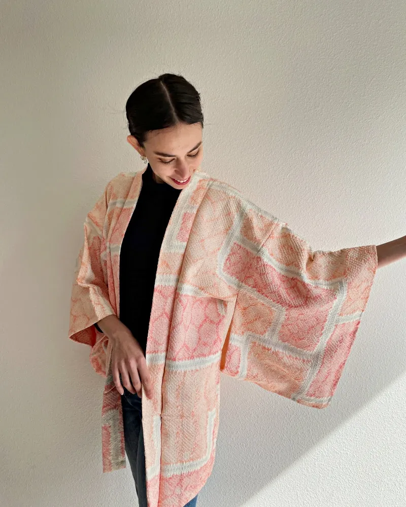 Modern Pastel Shibori Haori Kimono Jacket