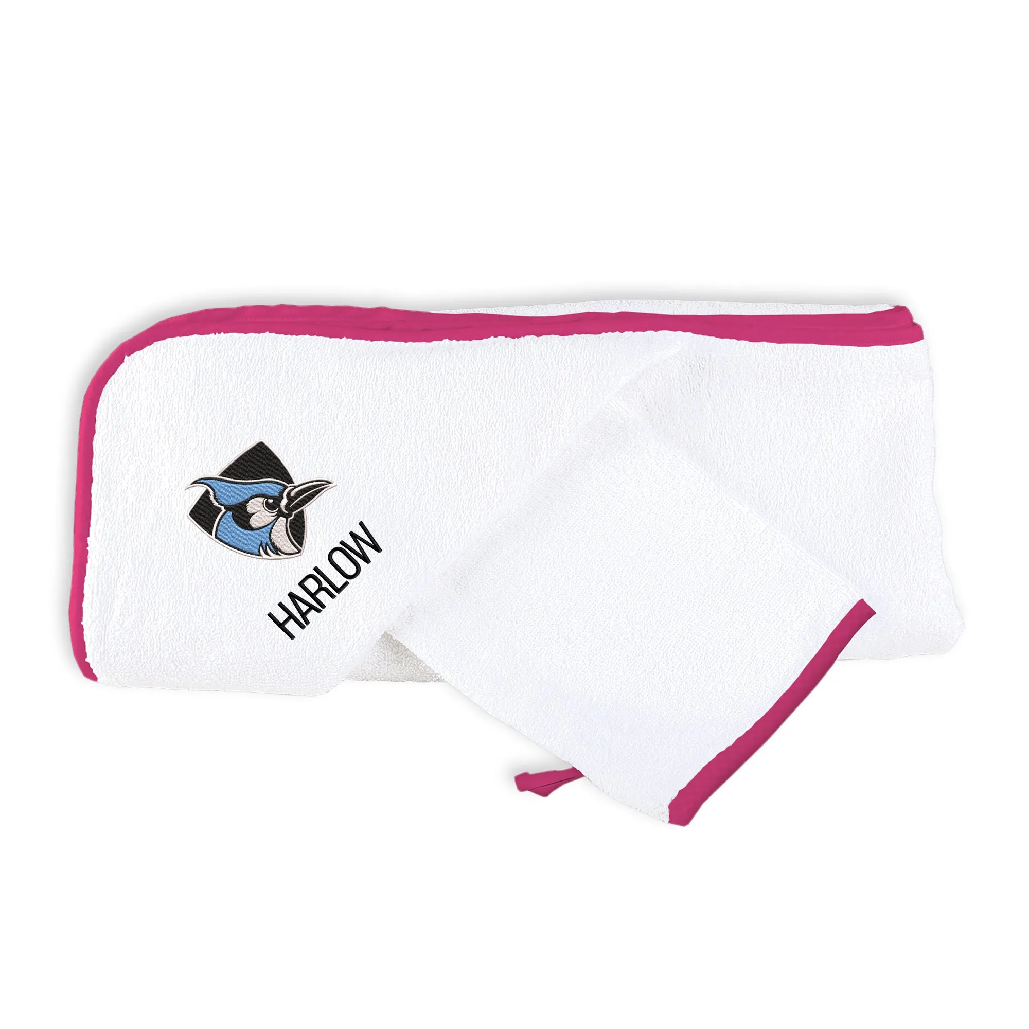 Personalized Johns Hopkins Blue Jays Hooded Towel & Wash Mitt Set