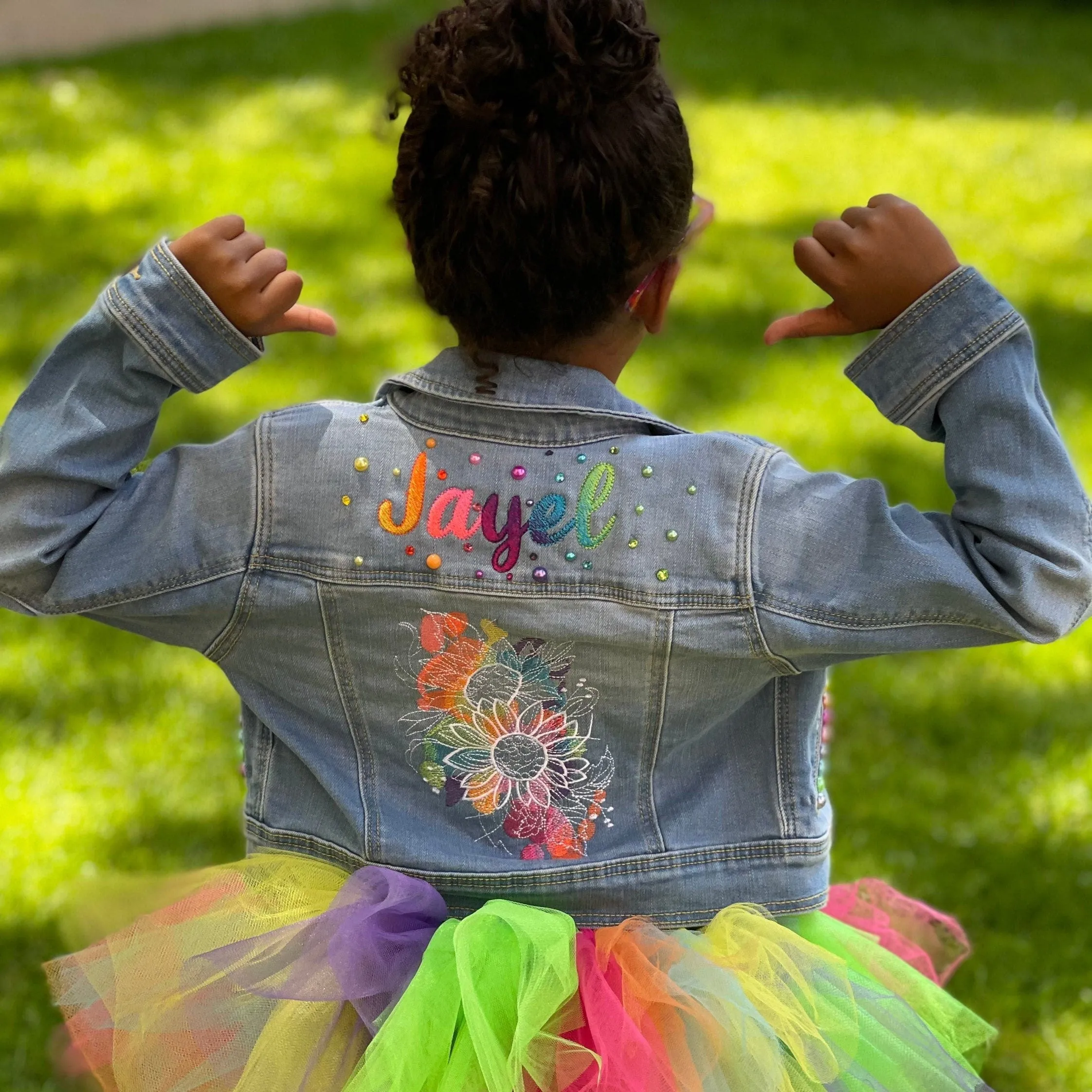 Personalized Rainbow Color Splash Jean Jacket