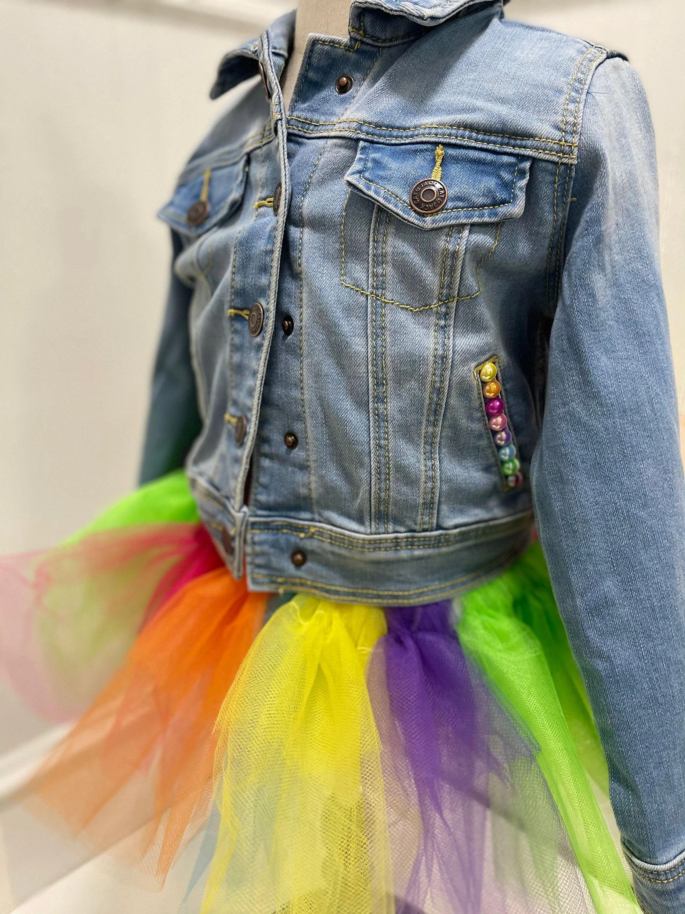 Personalized Rainbow Color Splash Jean Jacket