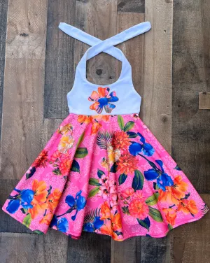 Pink Tropical Hawaiian Luau Dress