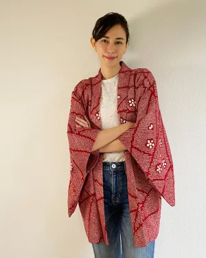 Plum Blossom Shibori Haori Kimono Jacket