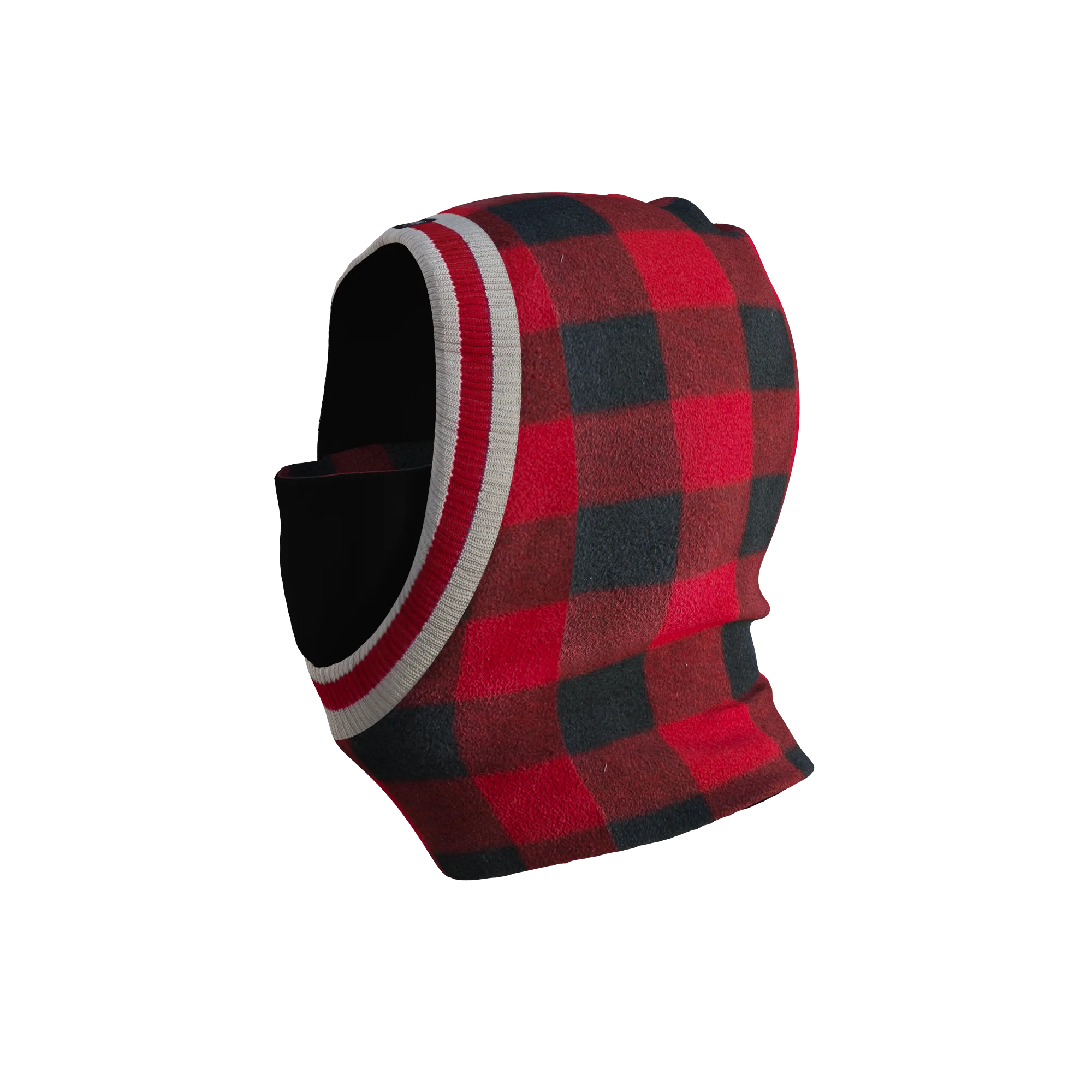 Pook Ninja - Red Plaid and Black Double Layer Polar Fleece Balaclava