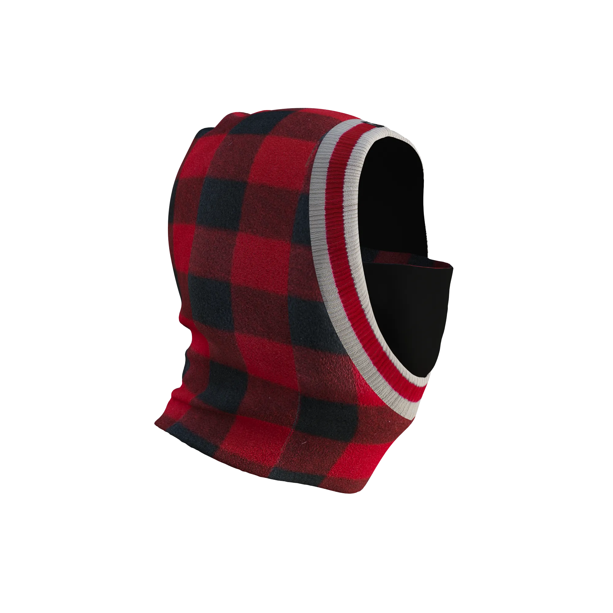 Pook Ninja - Red Plaid and Black Double Layer Polar Fleece Balaclava