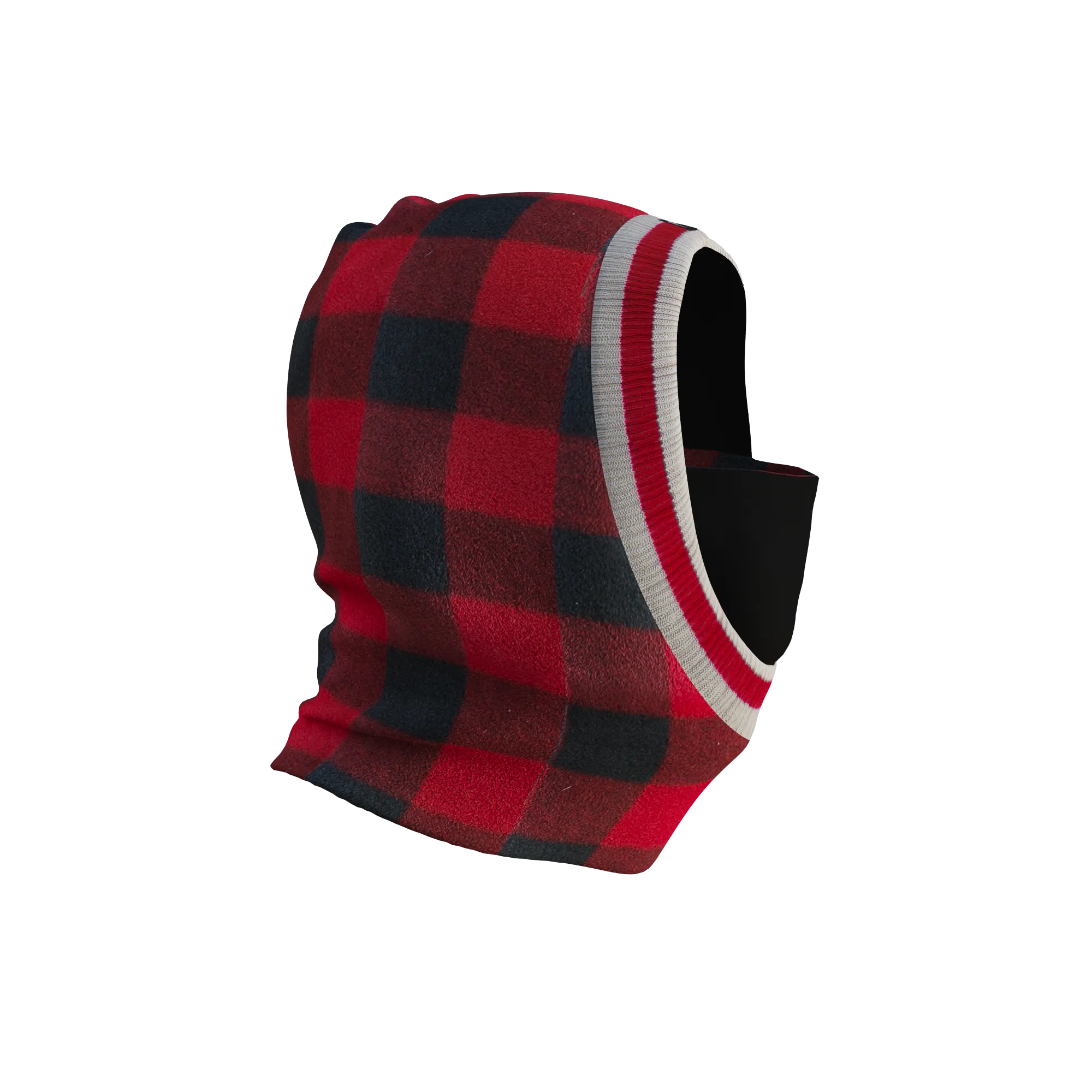 Pook Ninja - Red Plaid and Black Double Layer Polar Fleece Balaclava