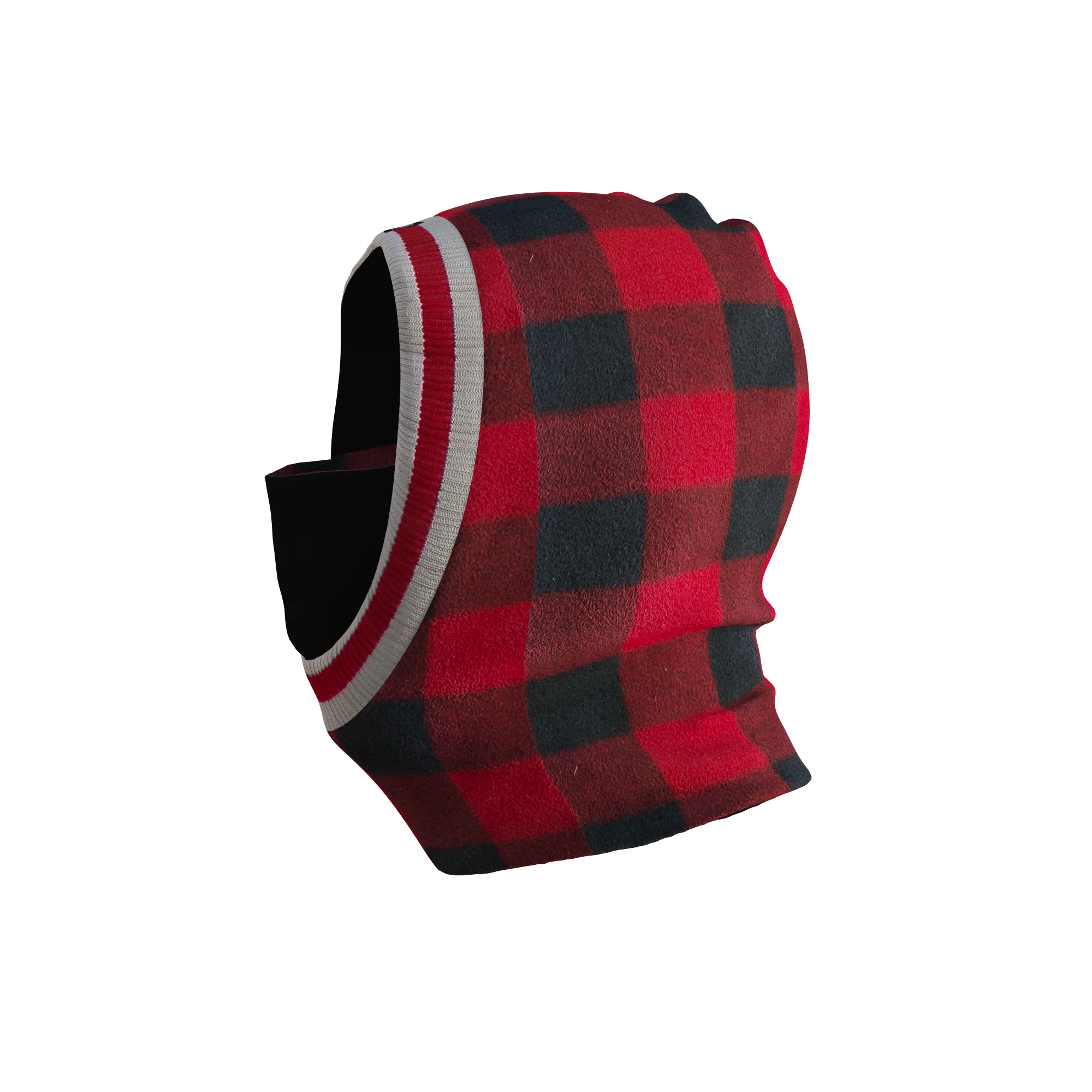 Pook Ninja - Red Plaid and Black Double Layer Polar Fleece Balaclava