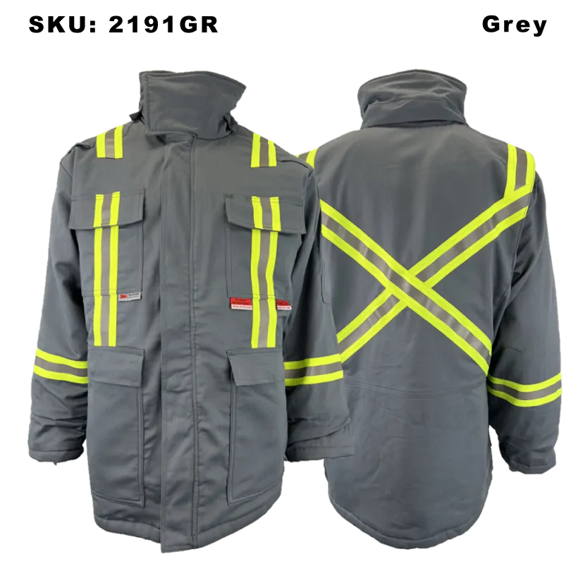 RWW Premium FR Grey Insulated Parkas w/ 2" CSA Striping