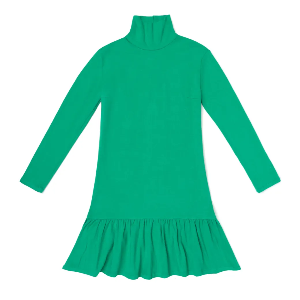 SAMPLE - Side Zip Turtleneck Dress MINI - Green