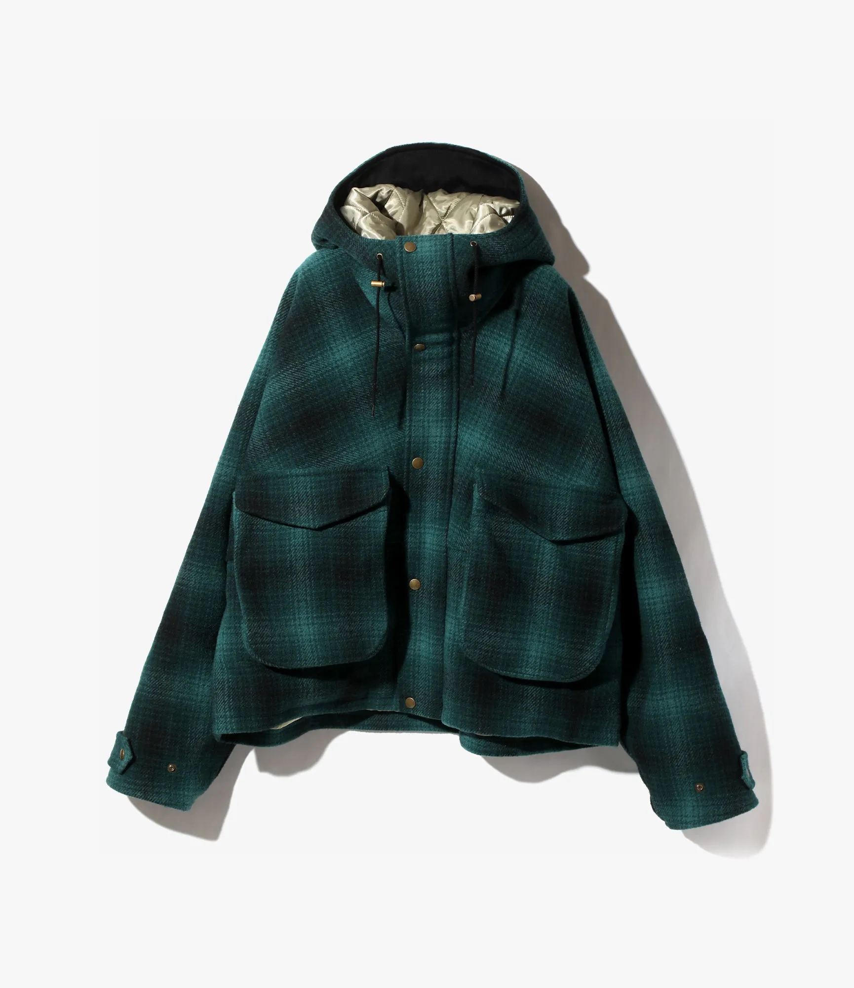 Short Hunting Parka – Green Ombre Plaid Melton Wool