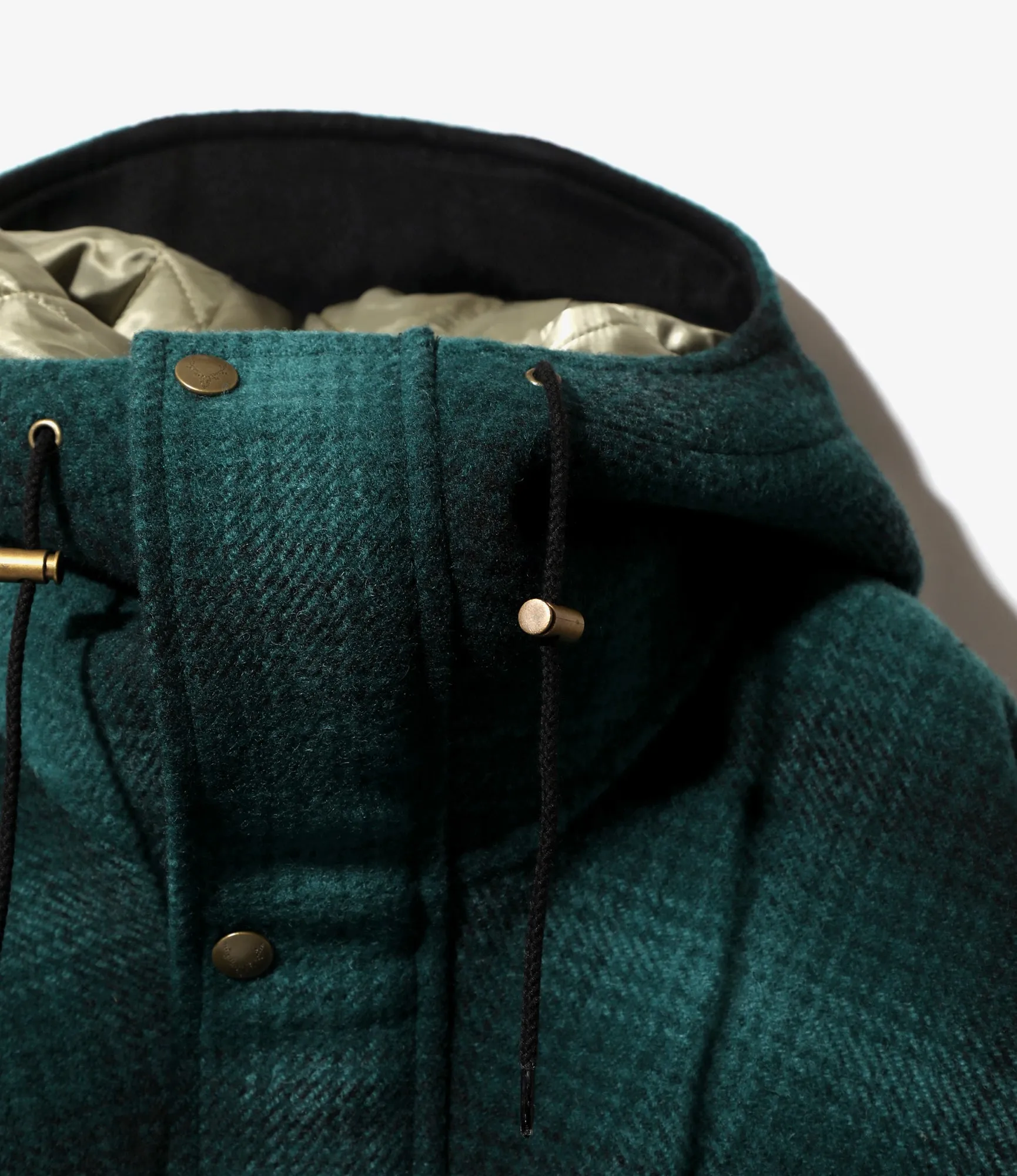 Short Hunting Parka – Green Ombre Plaid Melton Wool