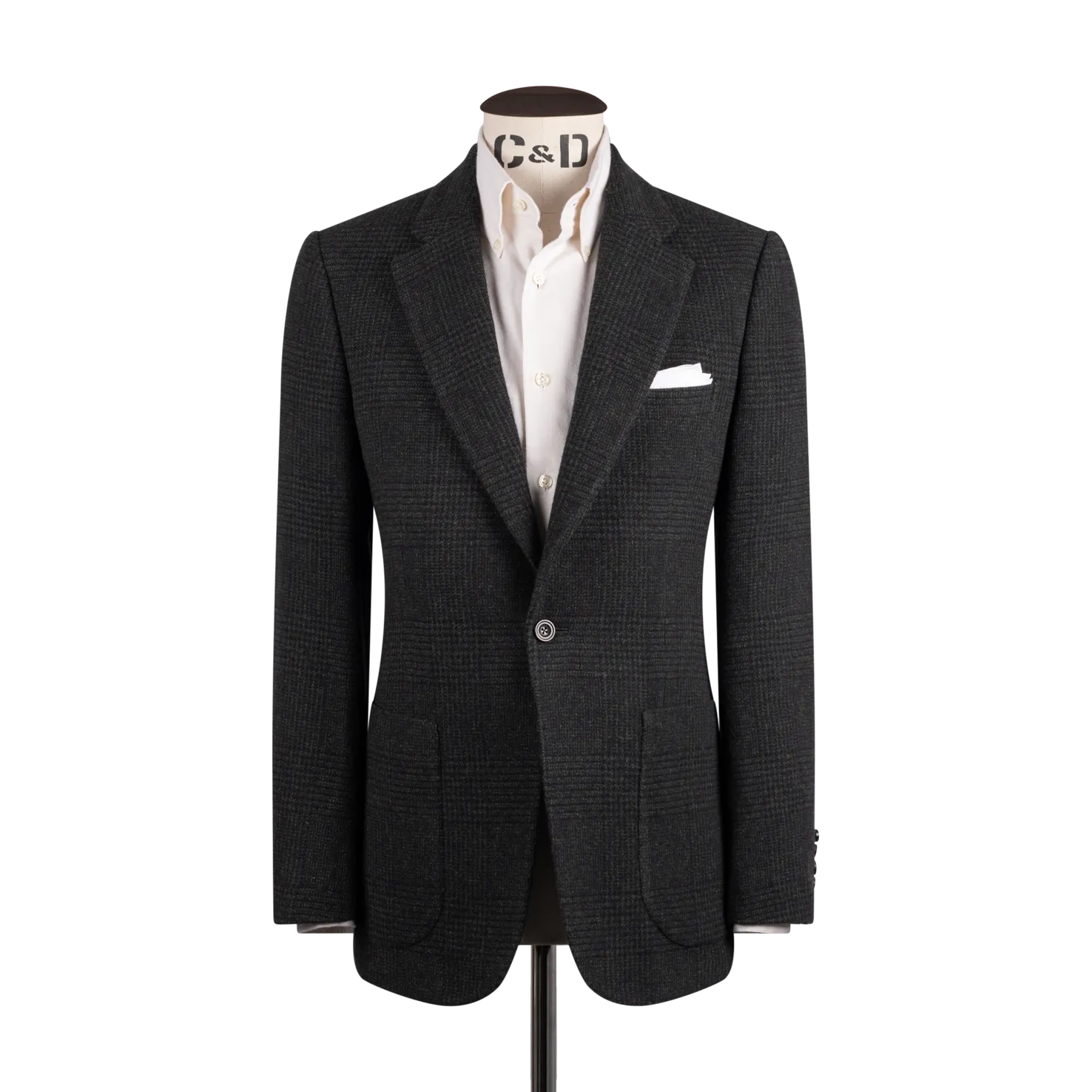 Single Breasted Notch Lapel Jacket in Green Glen Check