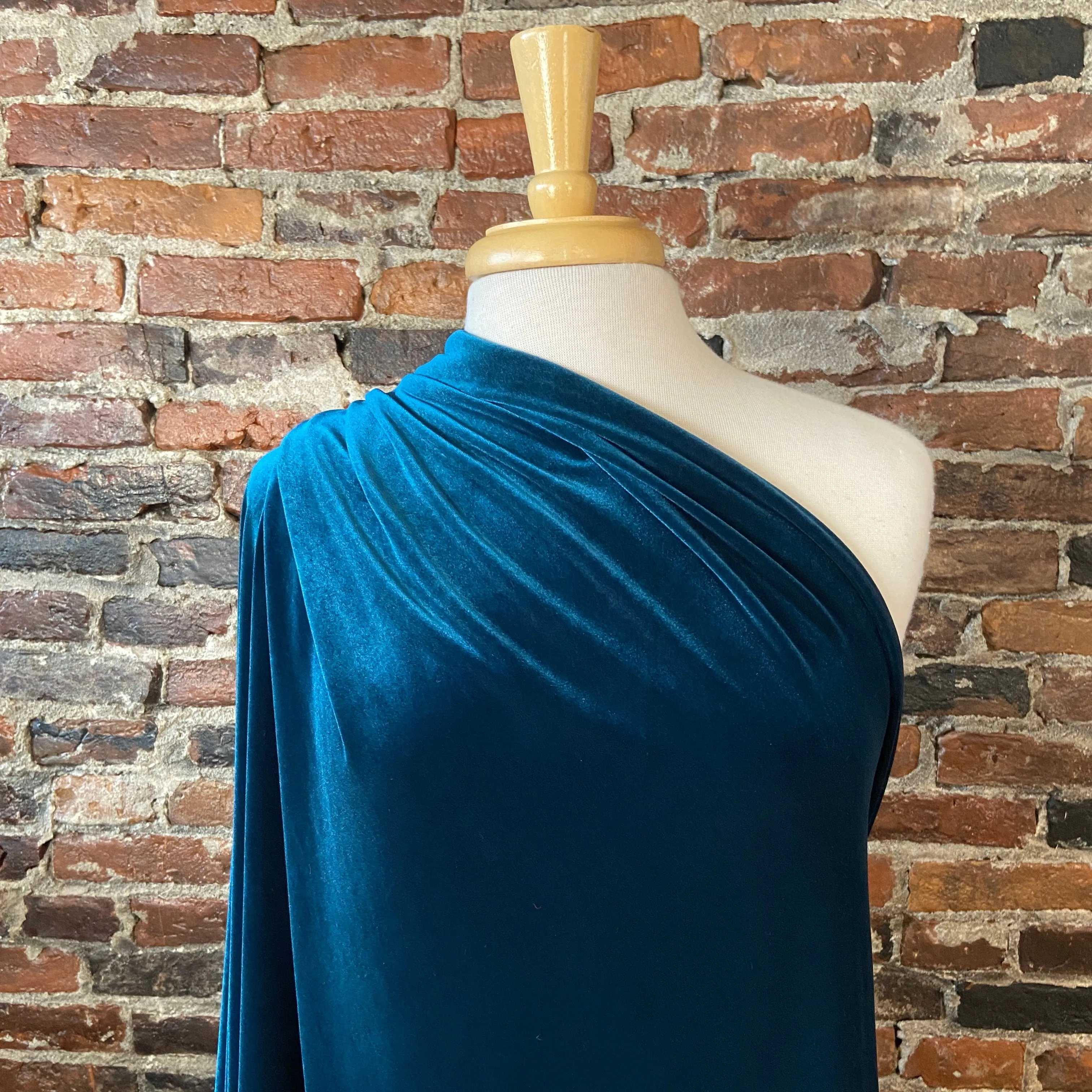 Stretch Knit Velvet in Teal