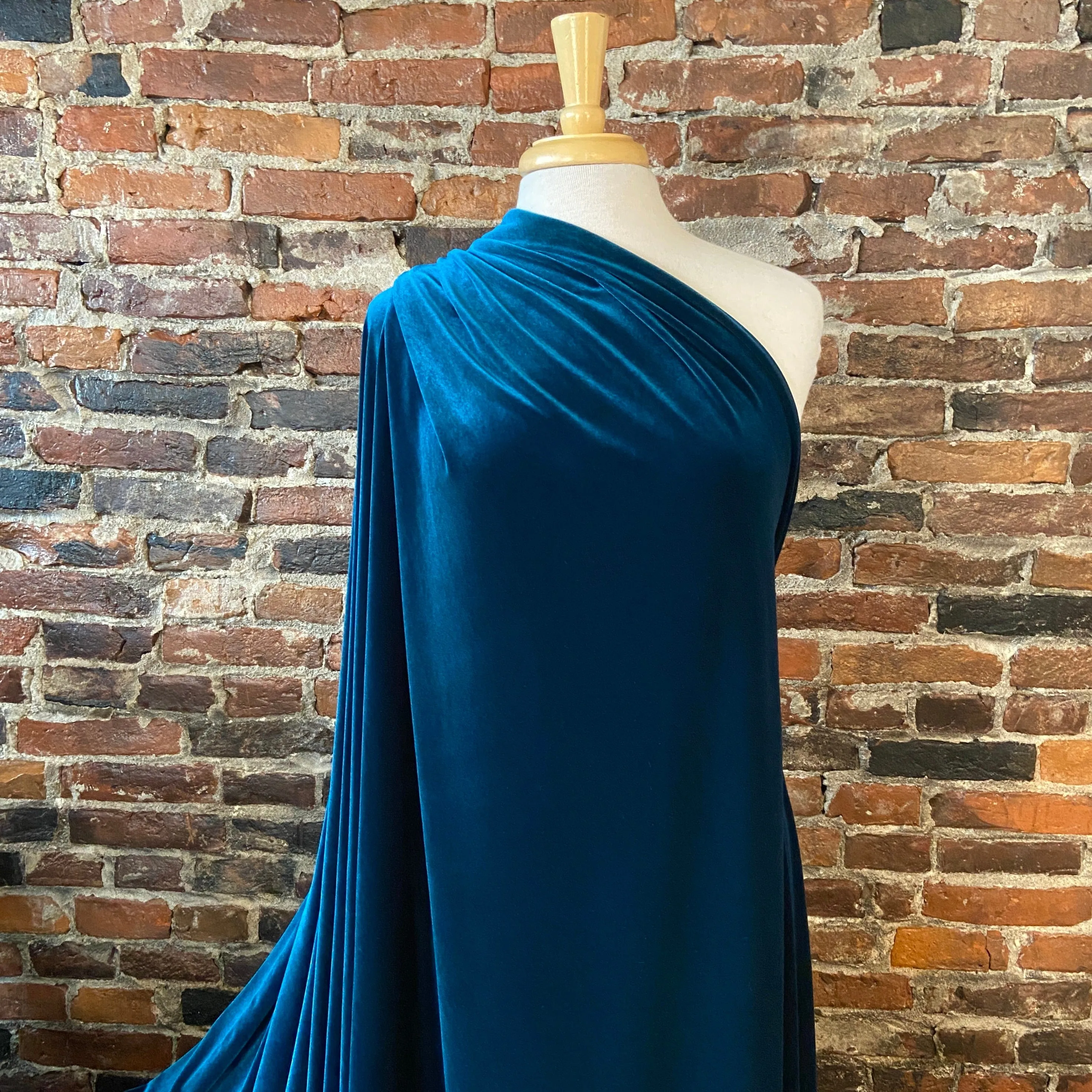 Stretch Knit Velvet in Teal