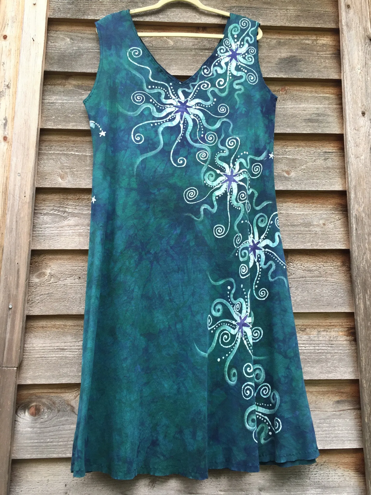 Teal and Purple Festival Moonbeams Organic Cotton Batik Dress