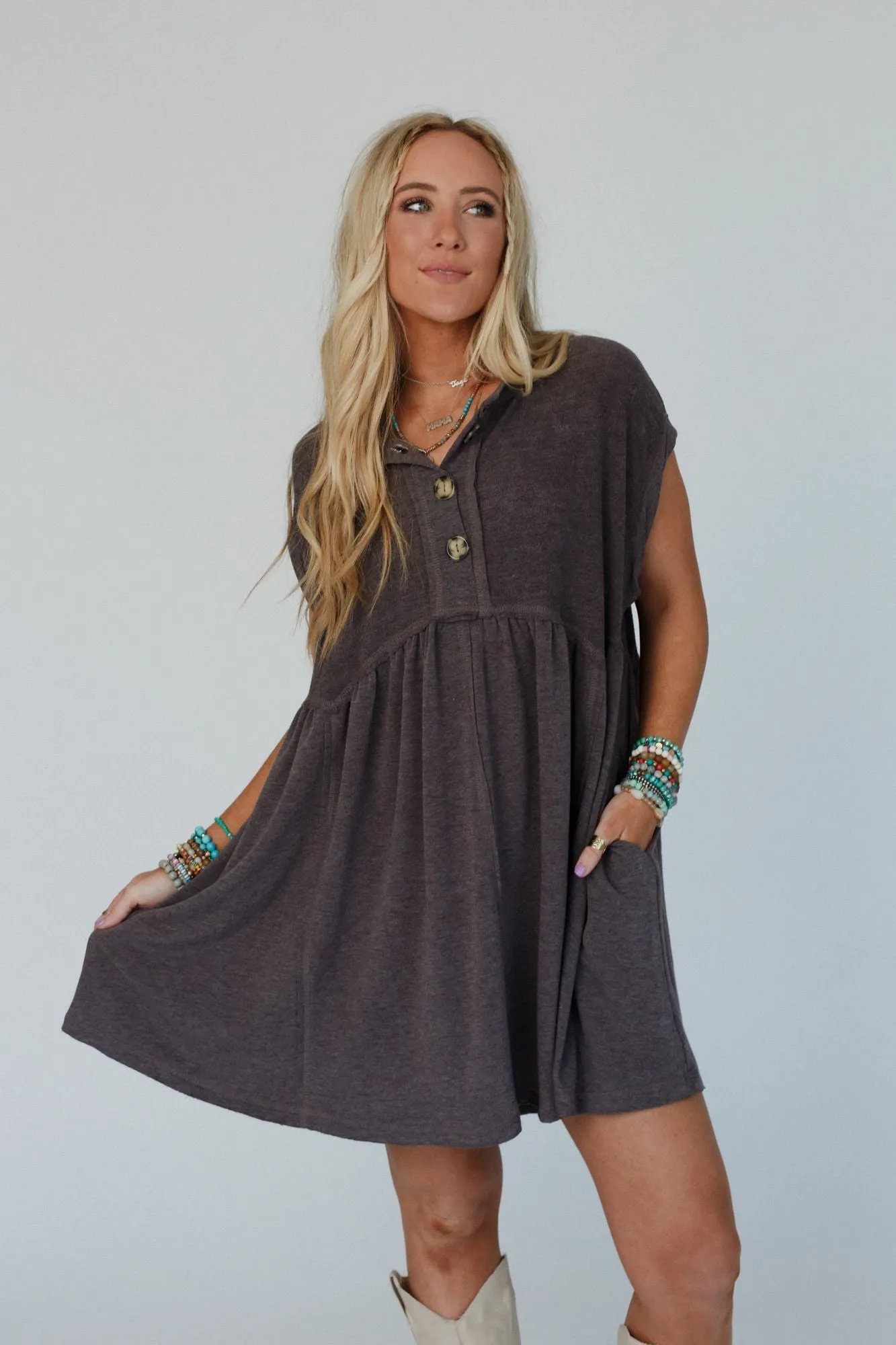 The Nest Sweet Nothings Baby Doll Dress - Charcoal