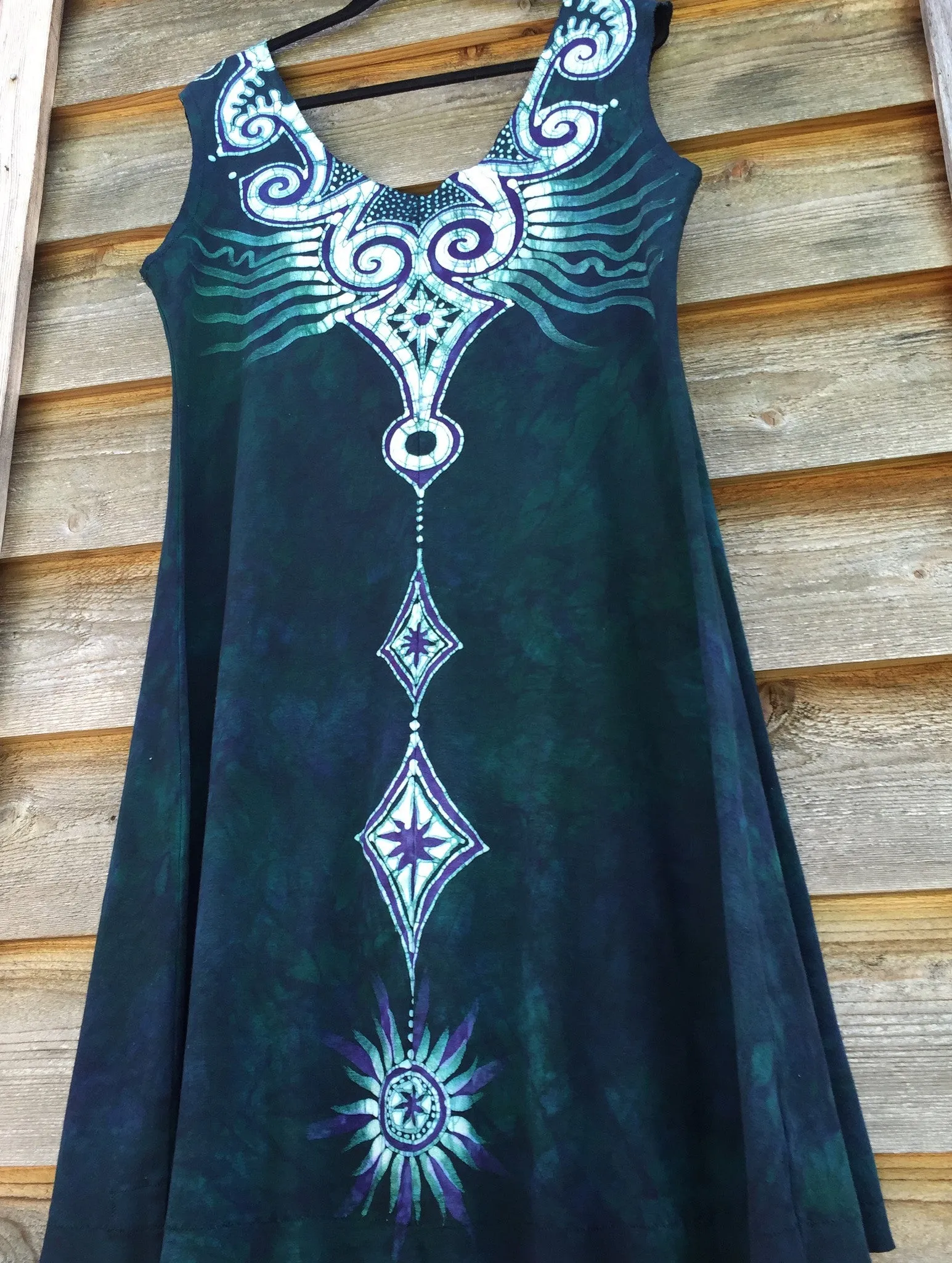 Tribal Teal Angel Organic Cotton Batik Dress