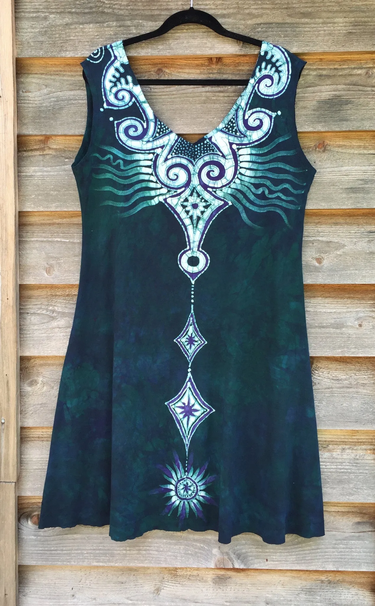 Tribal Teal Angel Organic Cotton Batik Dress