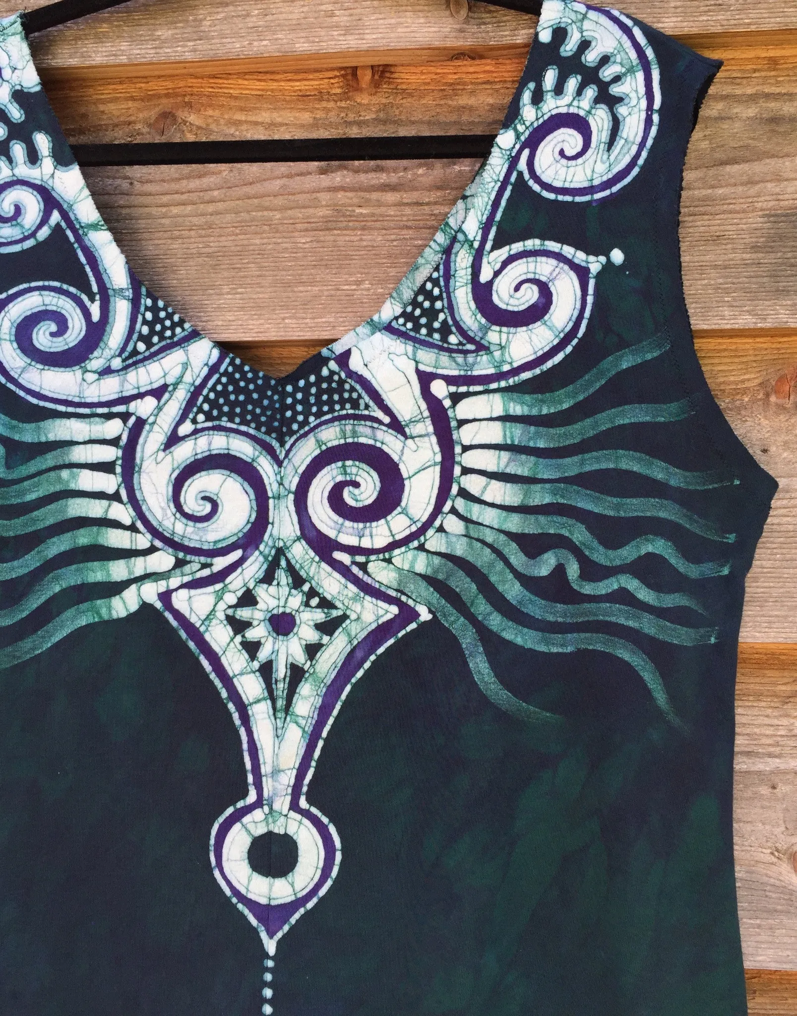 Tribal Teal Angel Organic Cotton Batik Dress