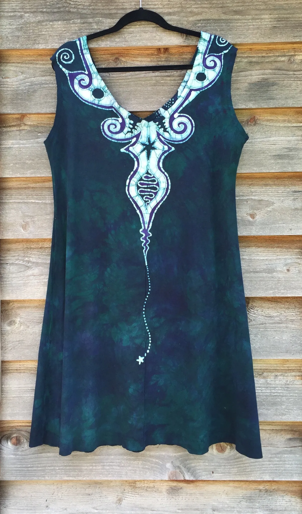 Tribal Teal Angel Organic Cotton Batik Dress