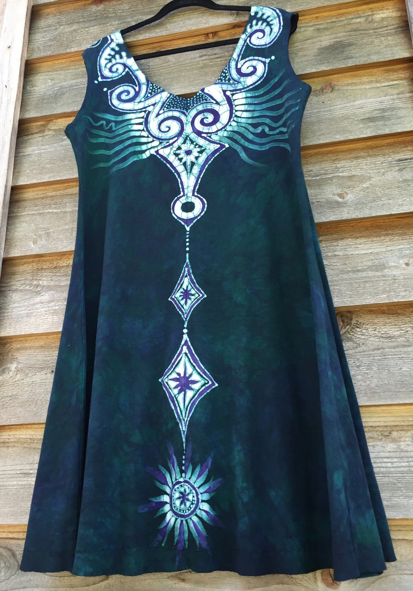 Tribal Teal Angel Organic Cotton Batik Dress