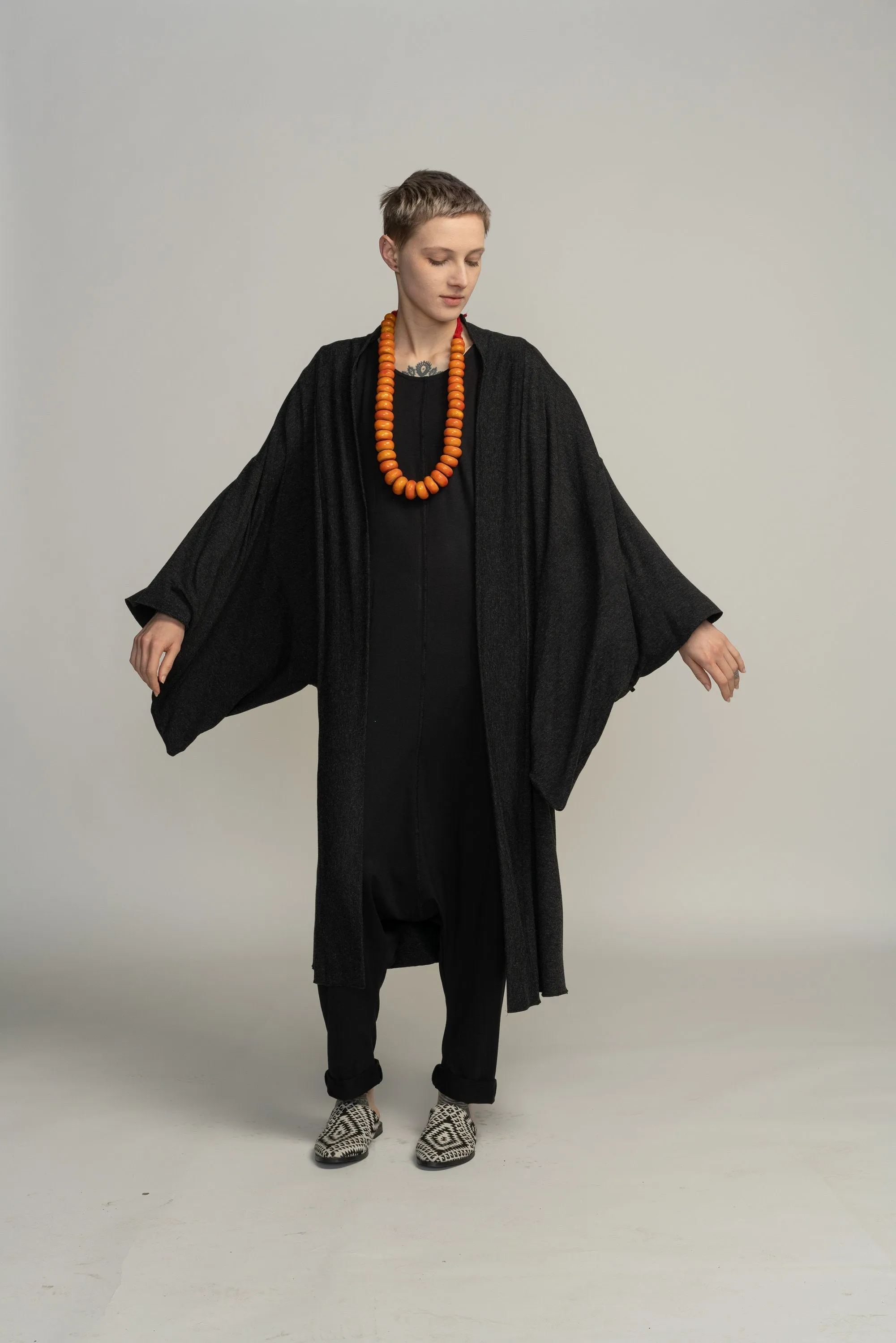 Unisex Charcoal Grey Haori Kimono Jacket