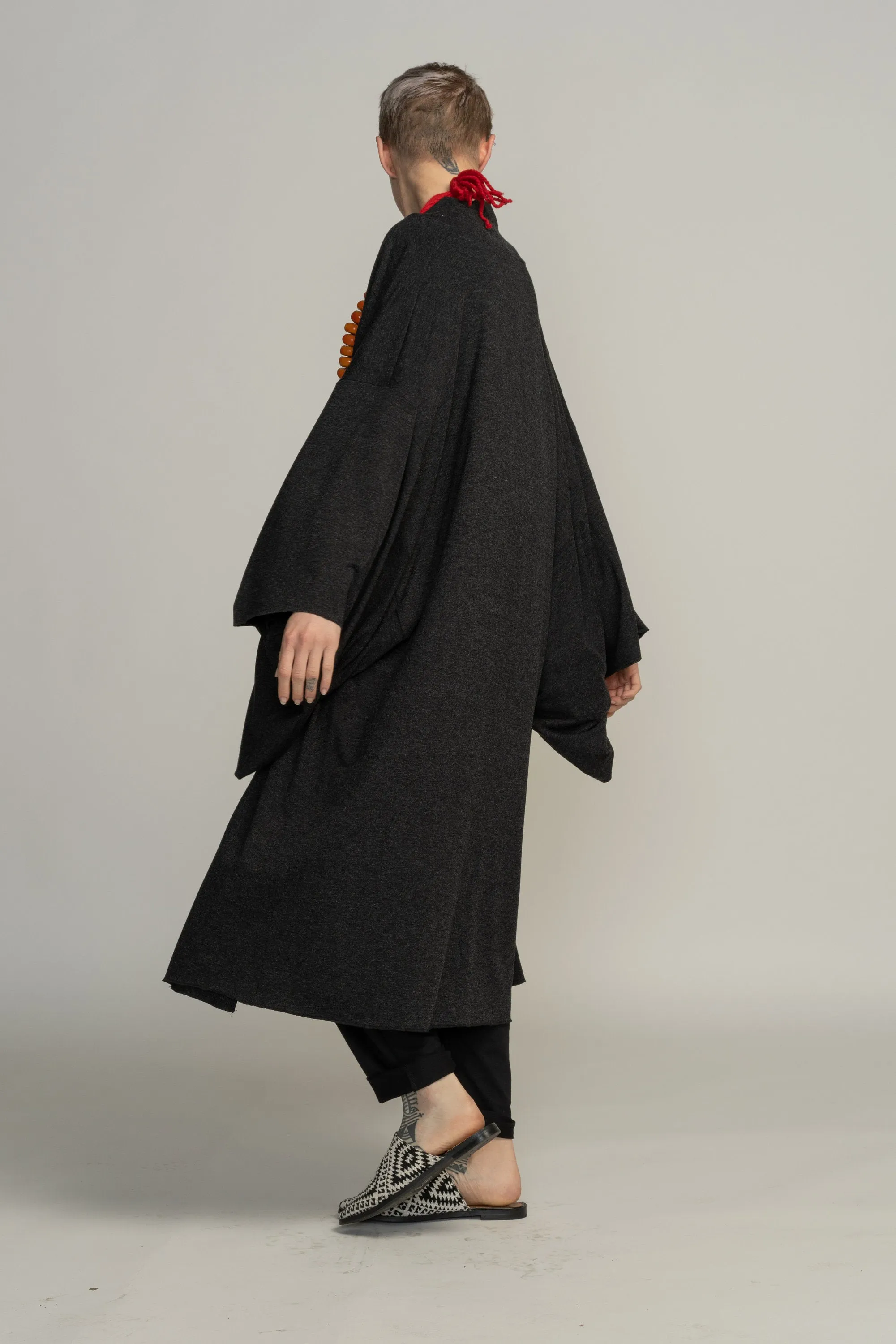 Unisex Charcoal Grey Haori Kimono Jacket