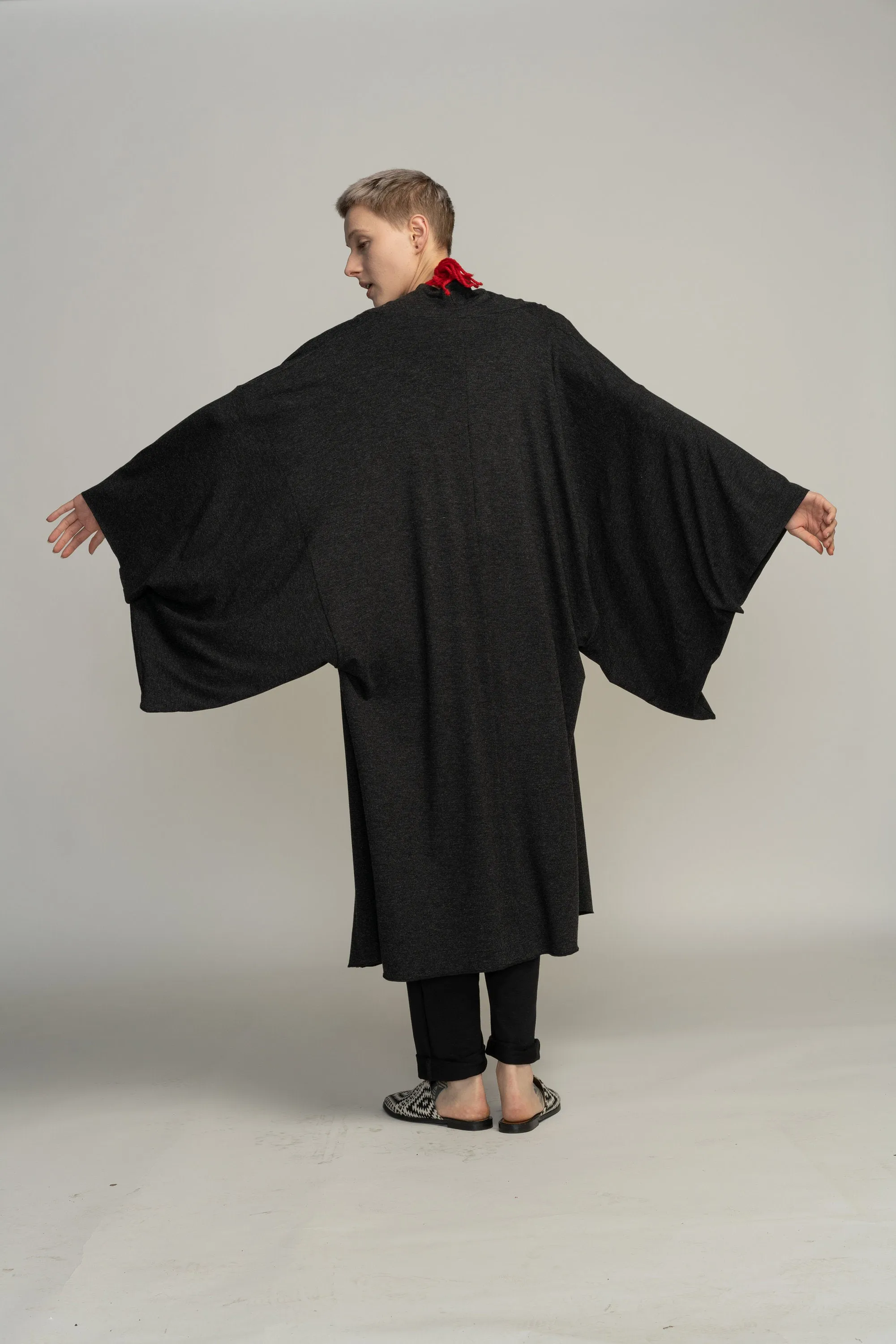 Unisex Charcoal Grey Haori Kimono Jacket