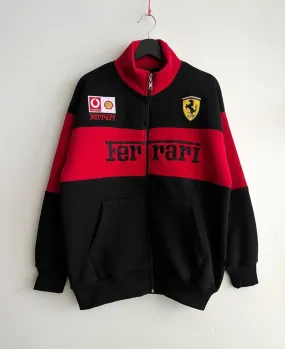 Vintage Ferrari F1 Racer High Neck Jacket Premium Motorsport Racing Apparel For Mens