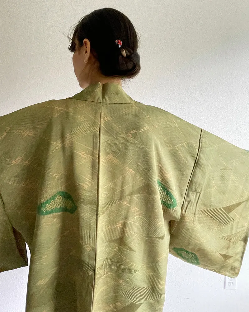 Wave Woven Textile Shibori Haori Kimono Jacket