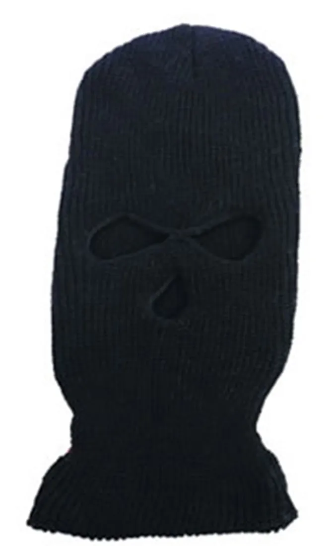 Wholesale Knit Ski Face Balaclava Mask Tri-hole High Quality Black Color H53001