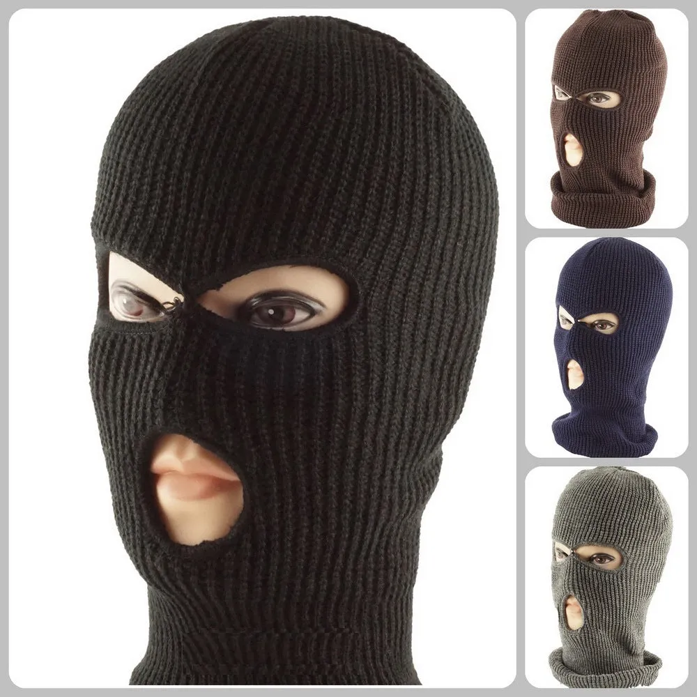 Wholesale Knit Ski Face Balaclava Mask Tri-hole High Quality Black Color H53001