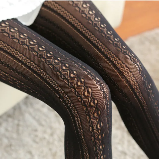 Women Lace Tights Hollow Out Female Silk Stocking Thin Women Pantyhose