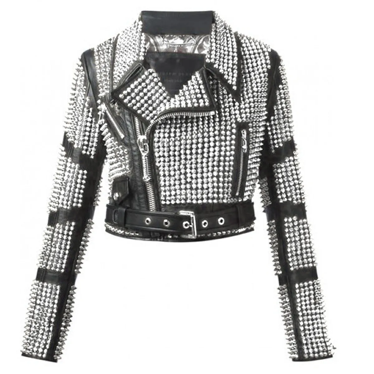 Women Studded Leather Punk Rock Jacket