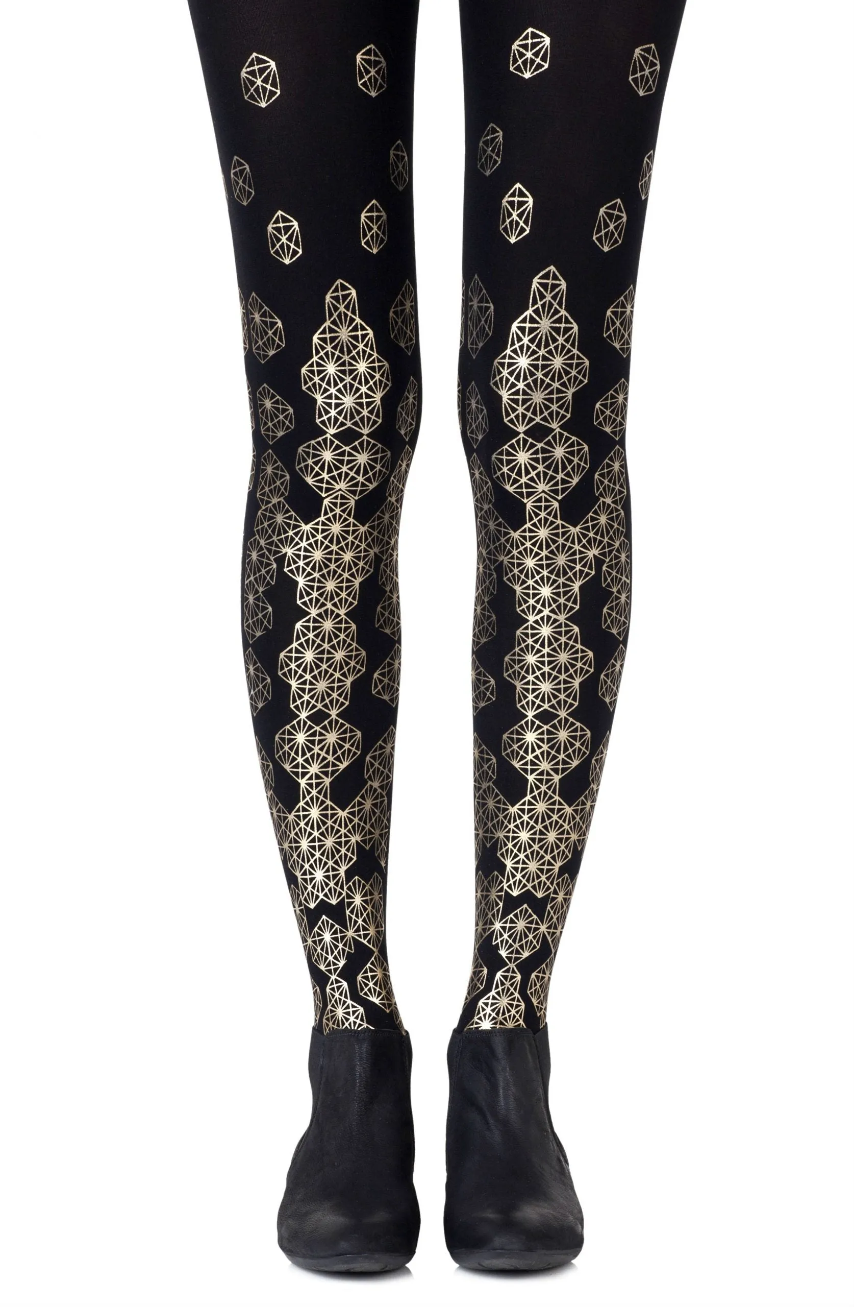 Zohara "Queen Bee" Gold Print Tights